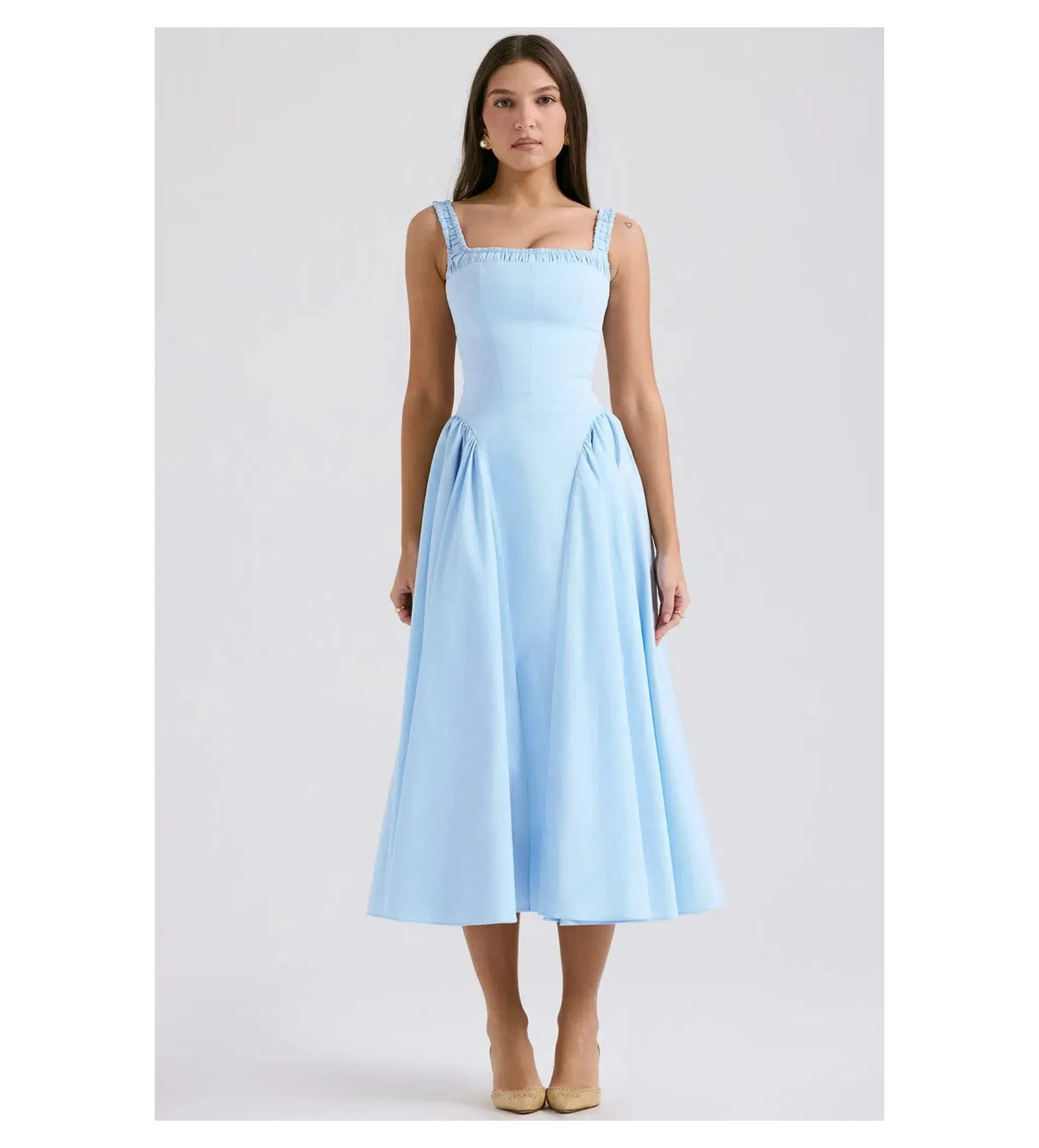 House of CB Dorothy Italian Azure Cotton Midi Sundress Blue Size 8  - Image 1
