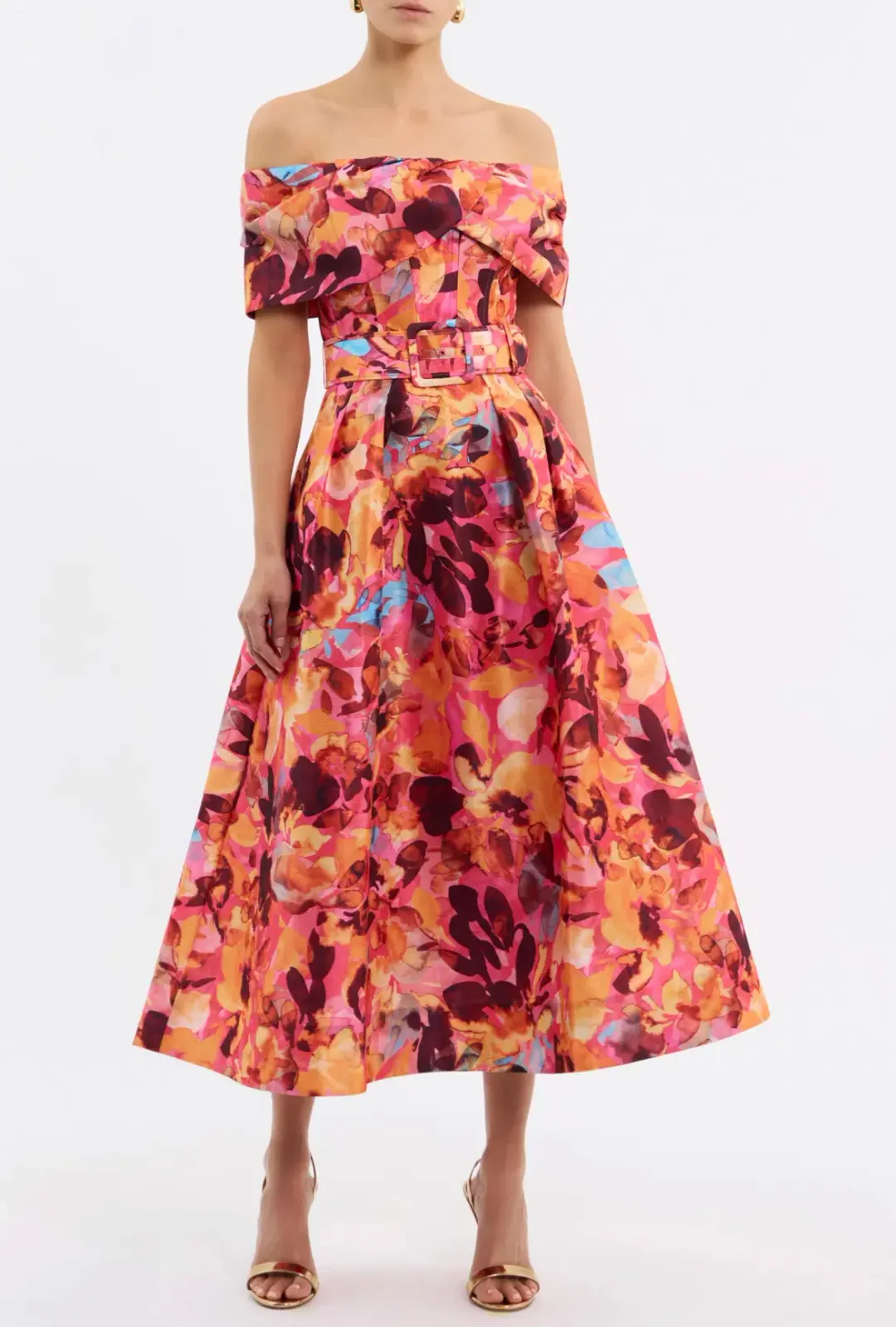 Rebecca Vallance Gardenia Midi Dress Pink Floral Size 12 for rent on The Volte - main image
