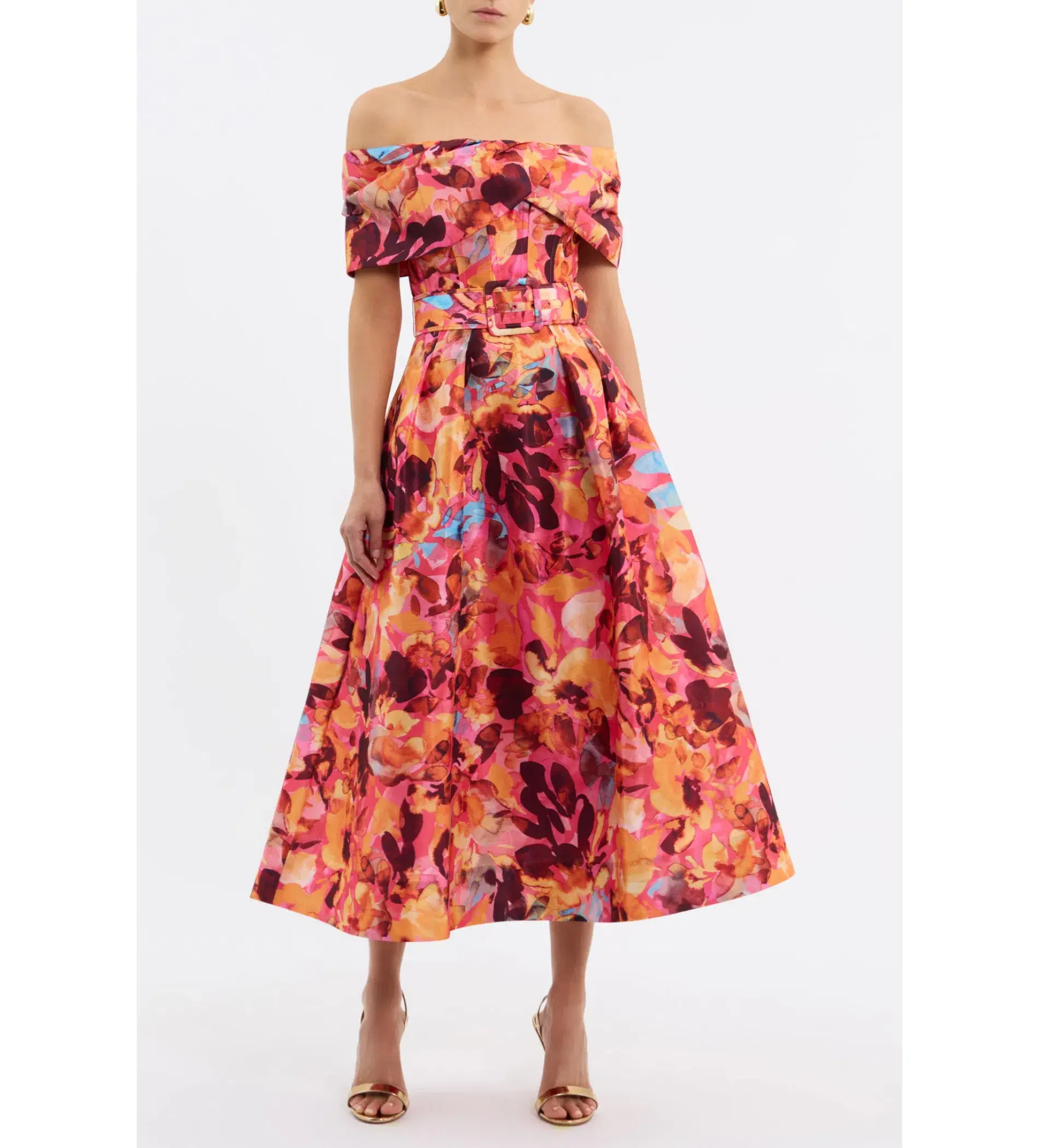 Rebecca Vallance Gardenia Midi Dress Pink Floral Size 14 - Image 1