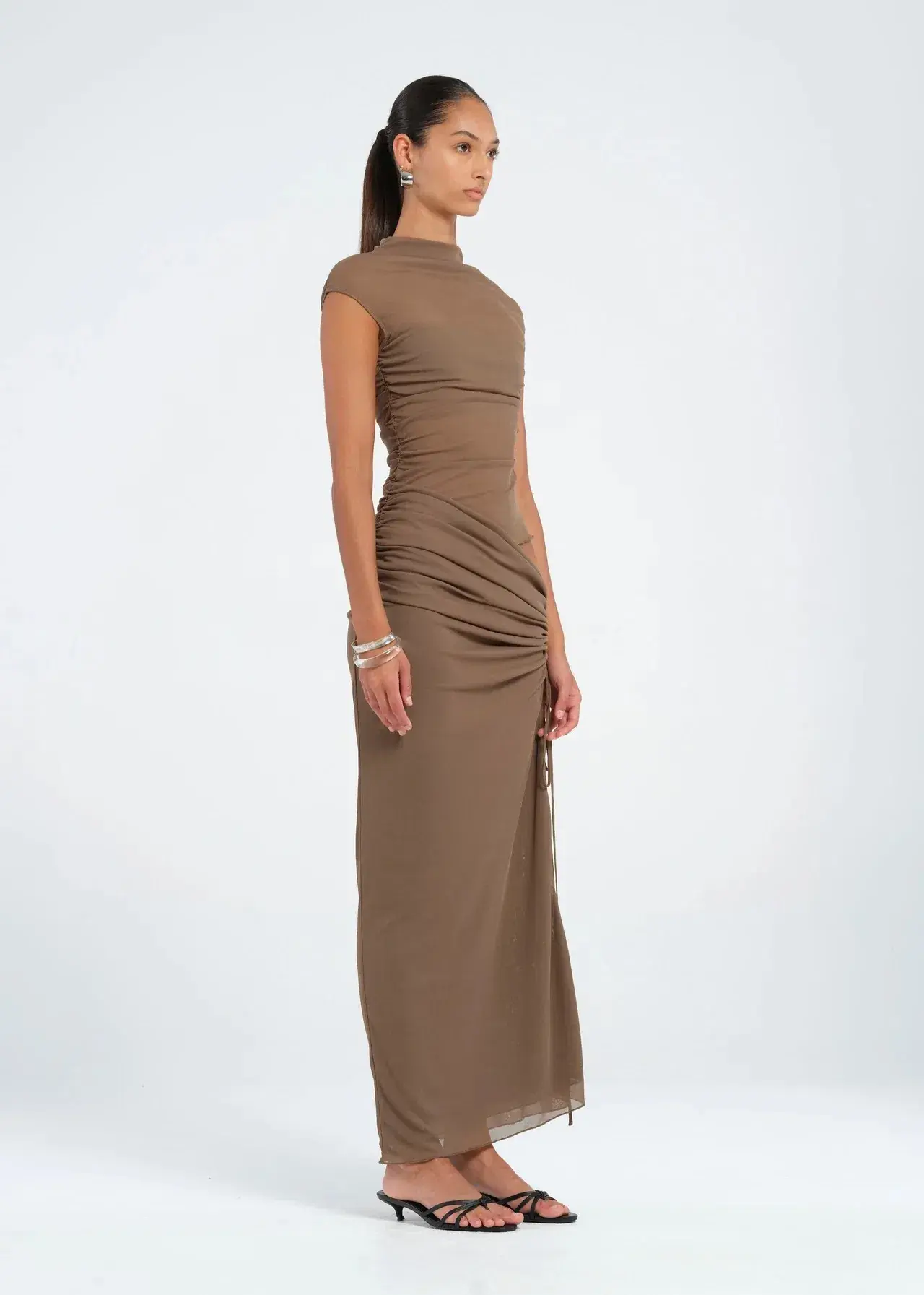 Benni Milo Mesh Maxi Dress Mushroom Size 8 - Image 2