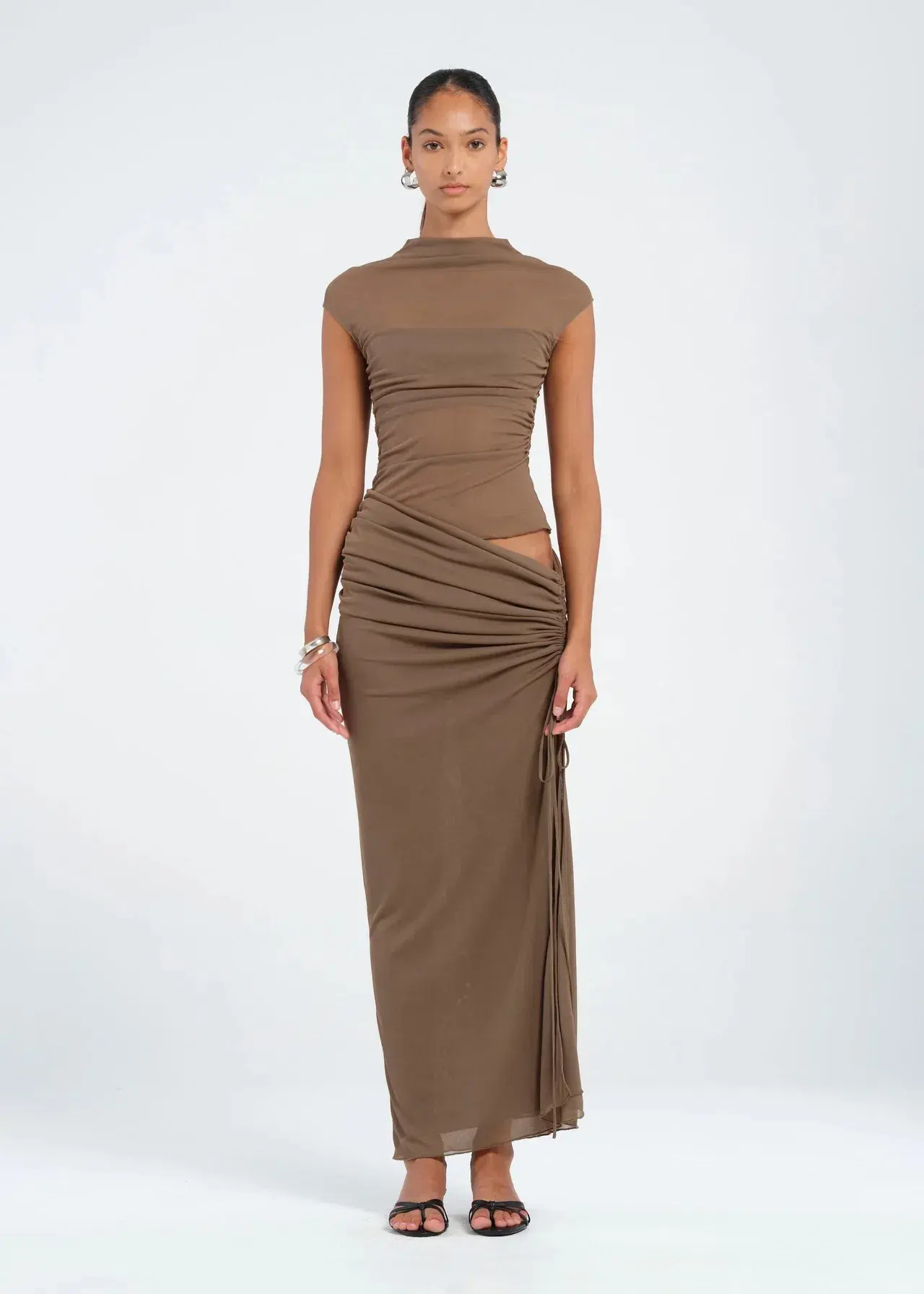 Benni Milo Mesh Maxi Dress Mushroom Size 8 - Image 1