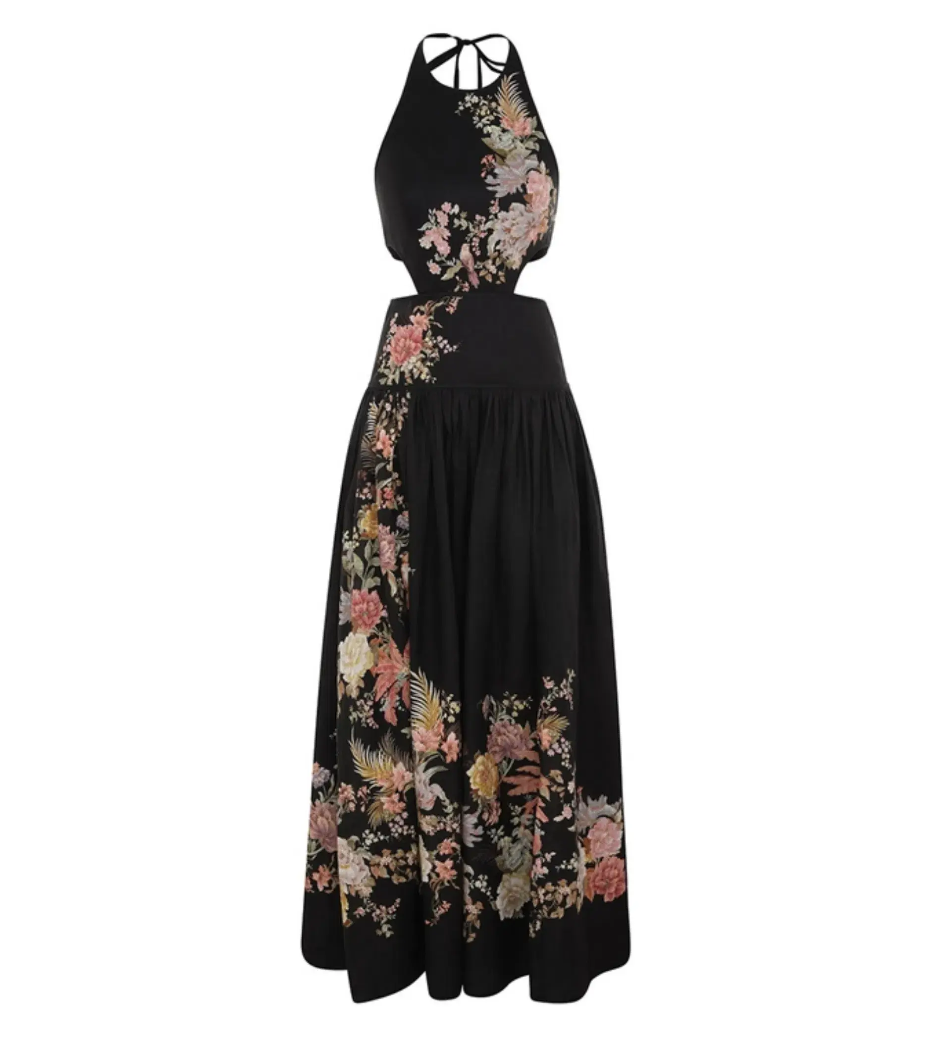 Zimmermann Tallow Halter Midi Dress Black Multi Floral Size 3 / 14 AU - Image 3