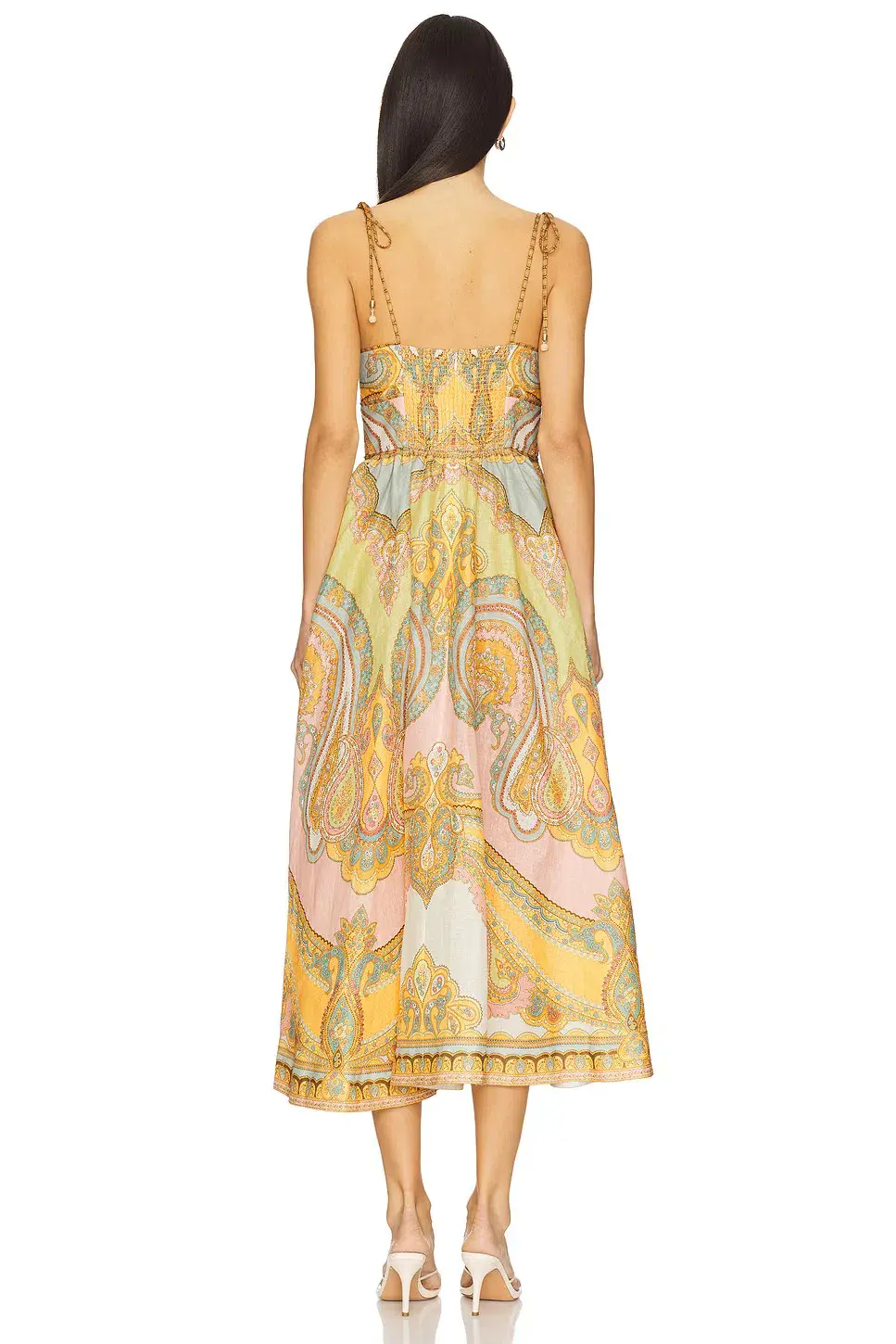 Zimmermann Maxine Picnic Midi Dress Gold Paisley Size 0 / AU 8 - Image 2