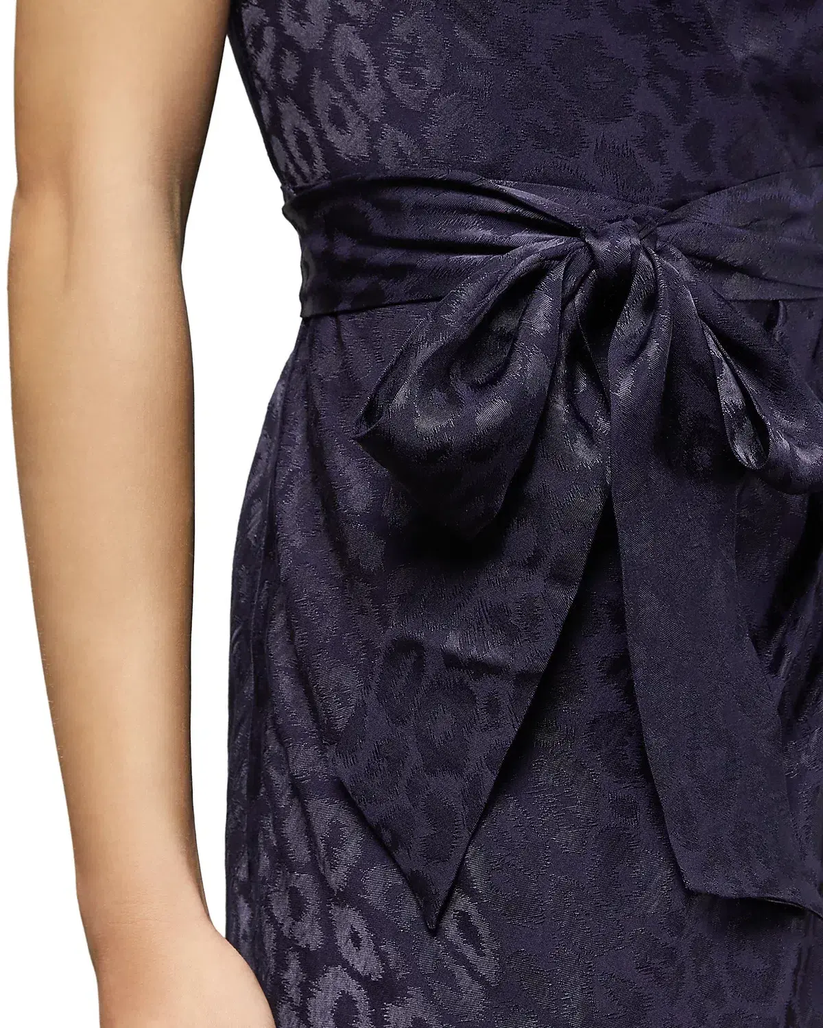 Ted Baker Zoeii Leopard Jacquard Asymmetric One Shoulder Dress Navy Size 5 / AU 16 - Image 2