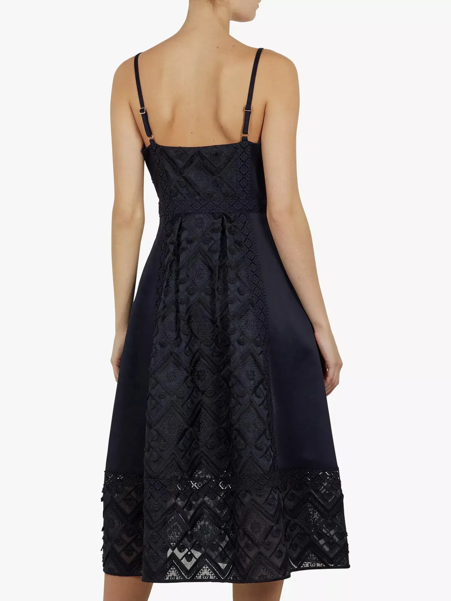 Ted Baker Leeeo Embroidered Lace Midi Dress Navy Size 5 / AU 16 - Image 3