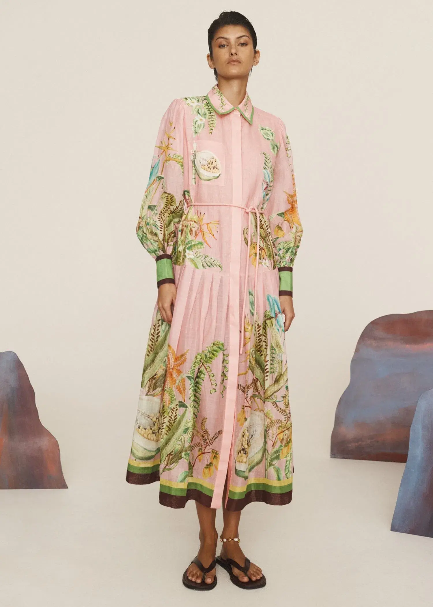 Alemais Papaya Shirt Dress Pink Print Size 10 - Image 1
