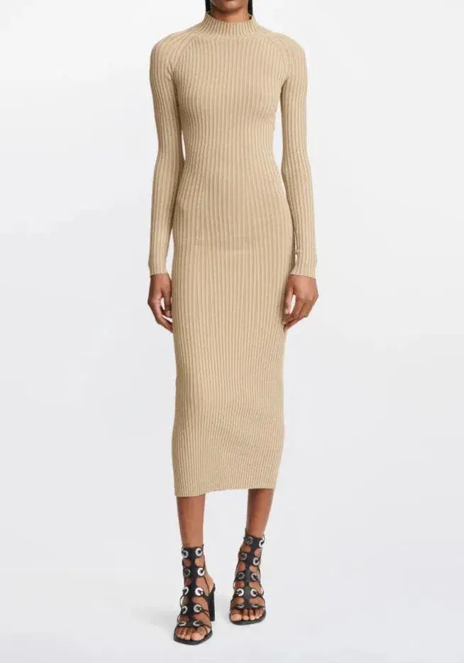Dion Lee Stripe Rib Twist Midi Dress in Sahara Size M / AU 10  for rent on The Volte - main image