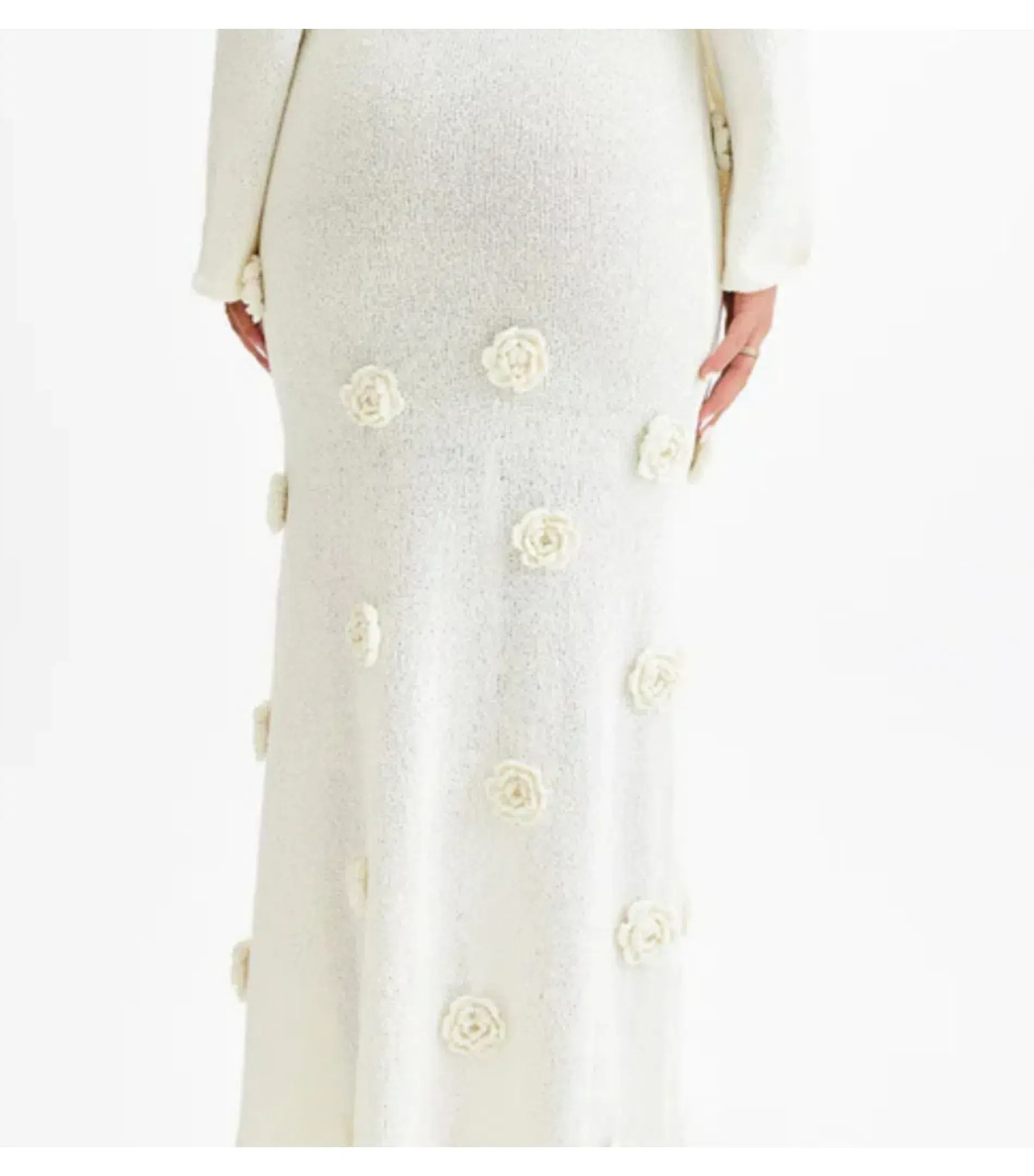 Meshki Kiki Off Shoulder Knit Rose Maxi Dress Ivory Size M / AU 10 - Image 5