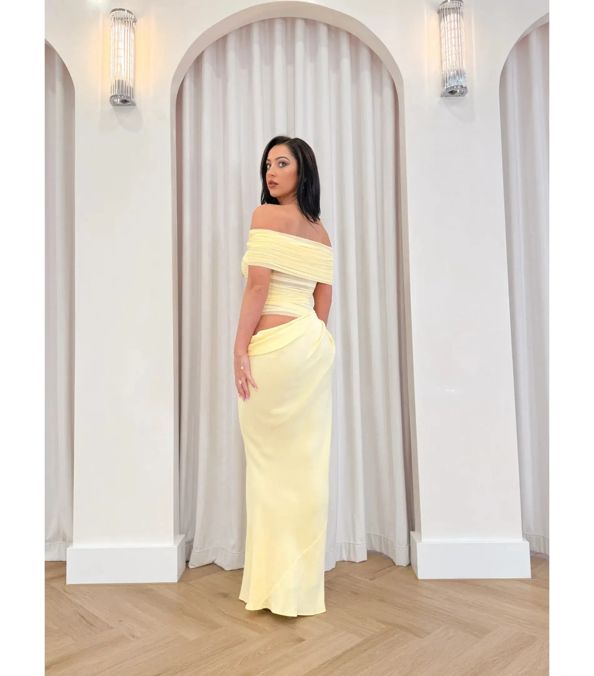 Benni Nico Off Shoulder Maxi Dress in Butter Size M / AU 10 - Image 3