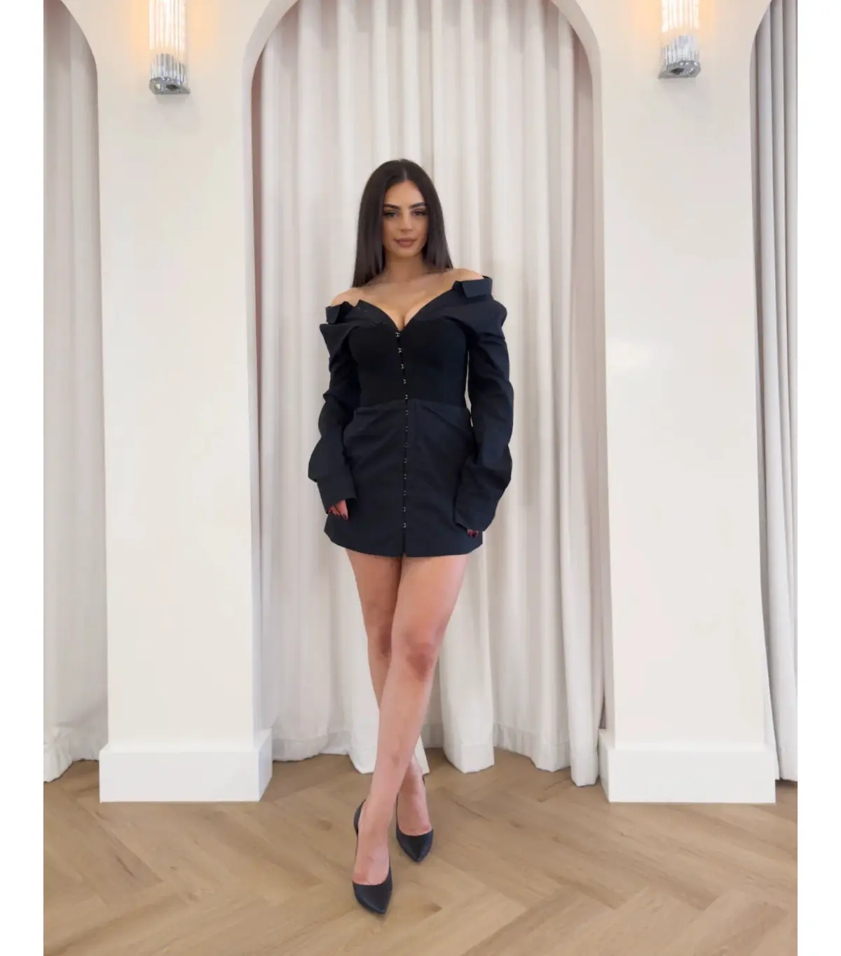 Dion Lee Hook Tube Shirt Mini Dress Black Size S / AU 8 - Image 1