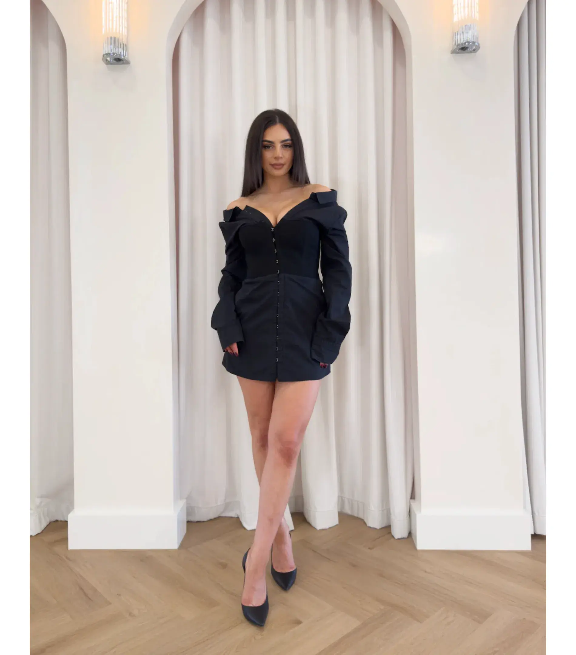 Dion Lee Hook Tube Shirt Mini Dress Black Size S / AU 8 - Image 1