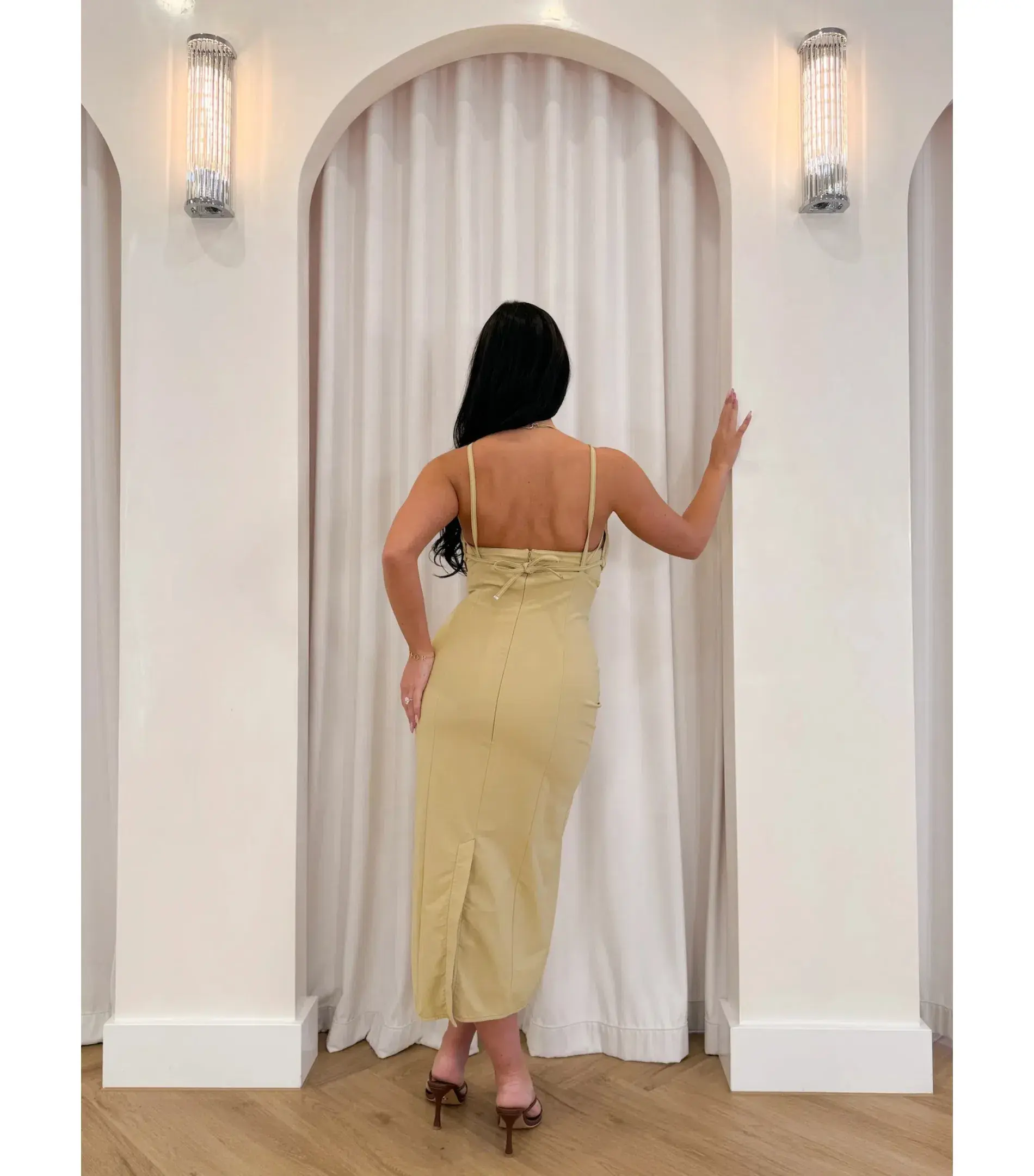 Jacquemus Strapless Cut Out Dress Yellow Size S / AU 8 - Image 3