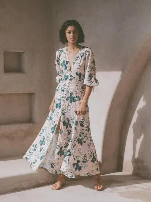Kivari Jemima Maxi Dress Pink Floral Size 16 - Image 4