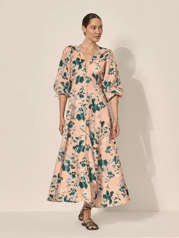 Kivari Jemima Maxi Dress Pink Floral Size 16 - Image 1