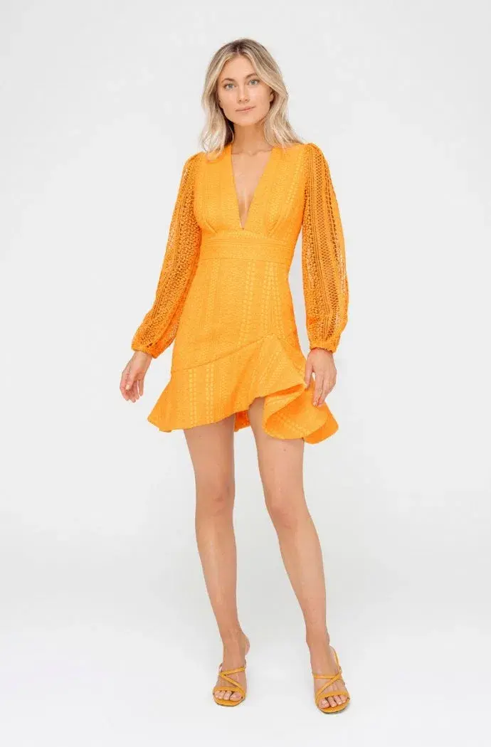 Sheike New Orleans Lace Mini Dress in Tangerine Orange Size 8 - Image 1