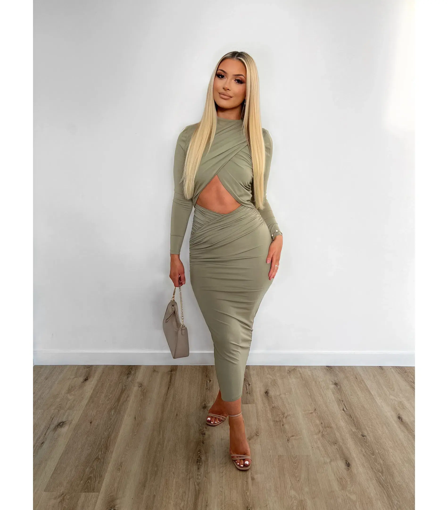 Misha Emmeline Midi Dress Sage Size 6/XS - Image 4