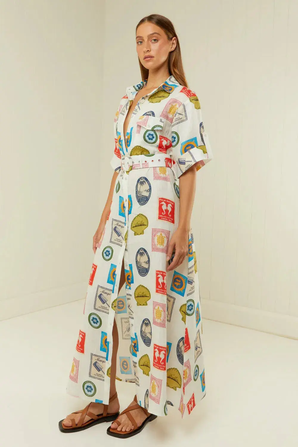Palm Noosa Memento Maxi Dress in Holiday Stamp Size 8 - Image 2