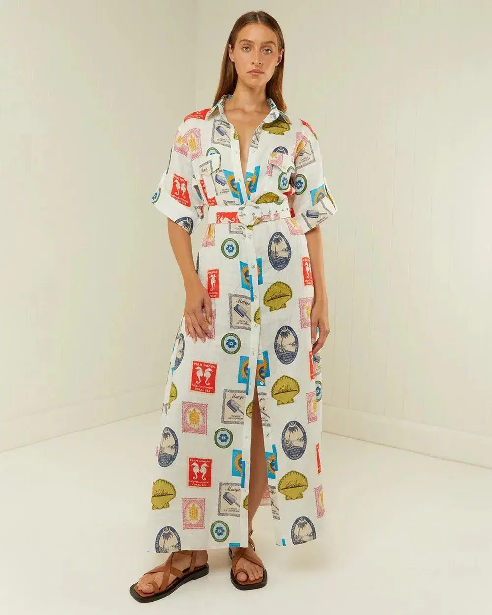Palm Noosa Memento Maxi Dress in Holiday Stamp Size 8 - Image 1