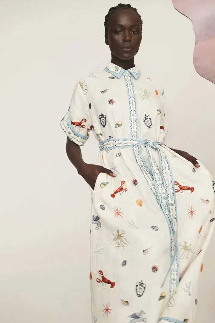 Alemais Sandy Embroidered Shirtdress Print Multi Size 8 - Image 2