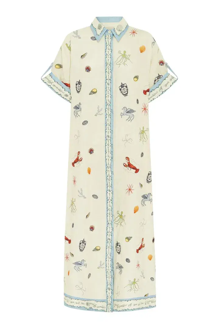 Alemais Sandy Embroidered Shirtdress Print Multi Size 8 - Image 6