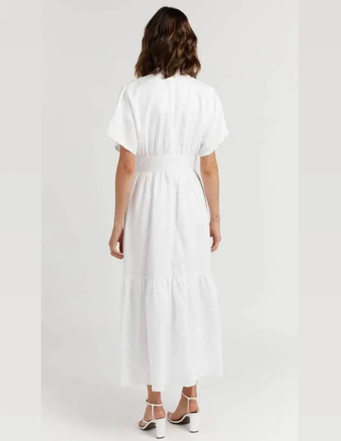 Dissh Elise Linen Midi Dress White Size 12 - Image 3