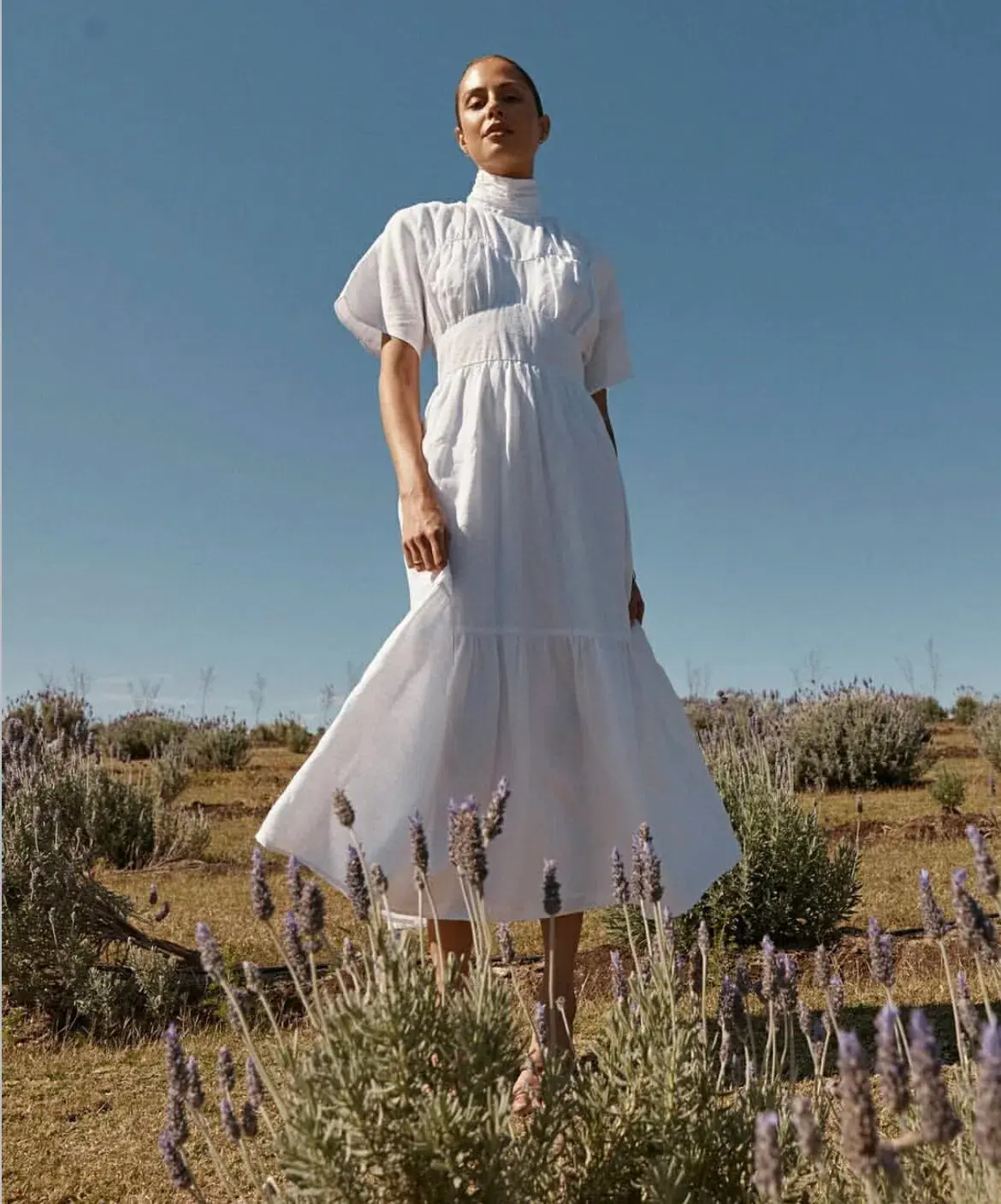 Dissh Elise Linen Midi Dress White Size 12 - Image 1