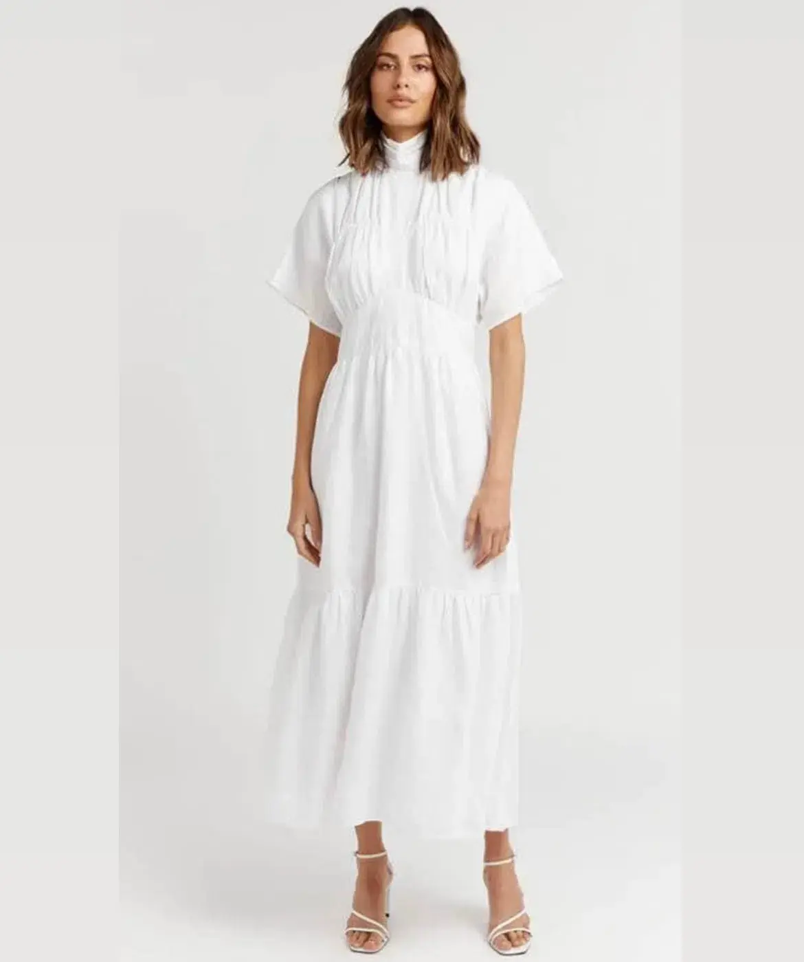 Dissh Elise Linen Midi Dress White Size 12 - Image 4