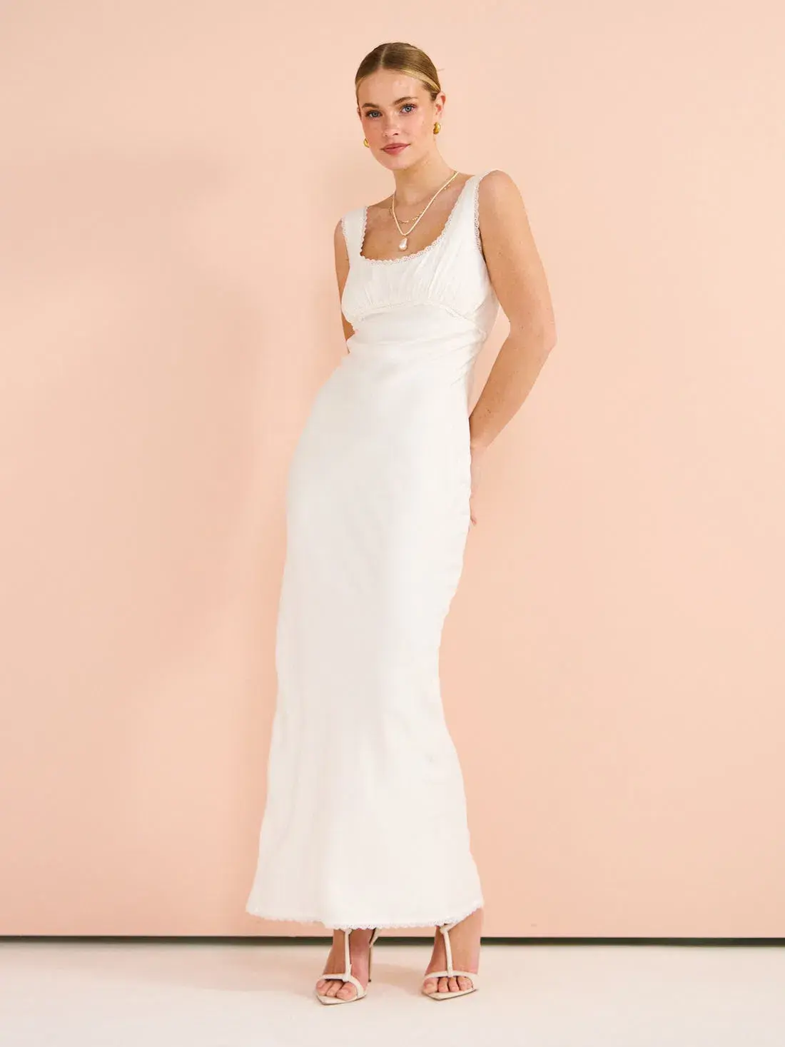 Isabelle Quinn Chelsea Lace Trim Maxi Dress in Ivory Size 8  - Image 7