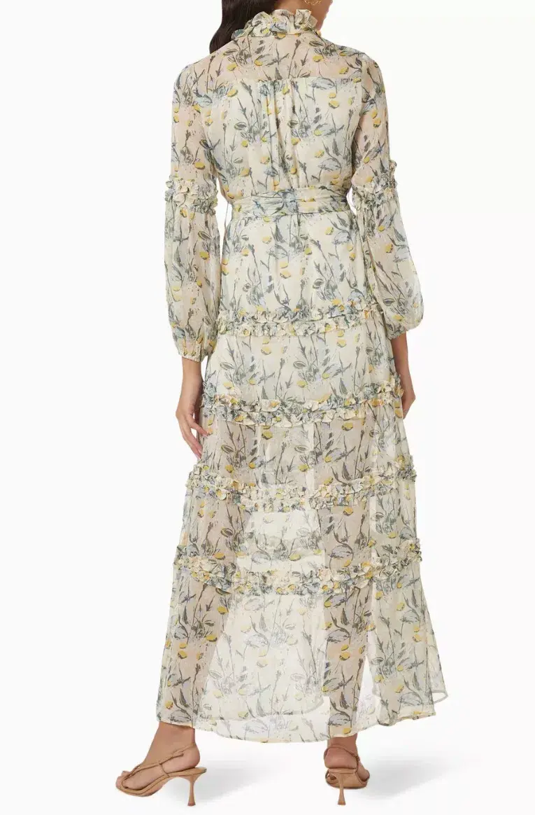 Elliatt Dress Mondrian Waist Tie Maxi Dress Floral Size XL / AU 14 for rent on The Volte - main image