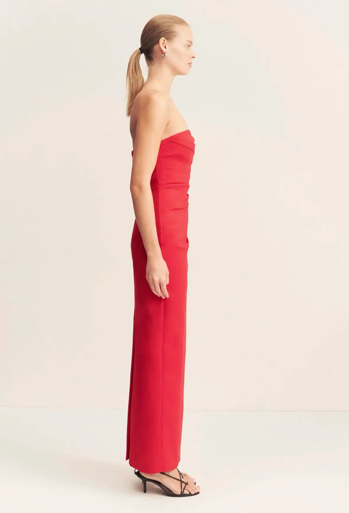 Shona Joy Lani Strapless Draped Maxi Dress Chilli Size 8 - Image 4