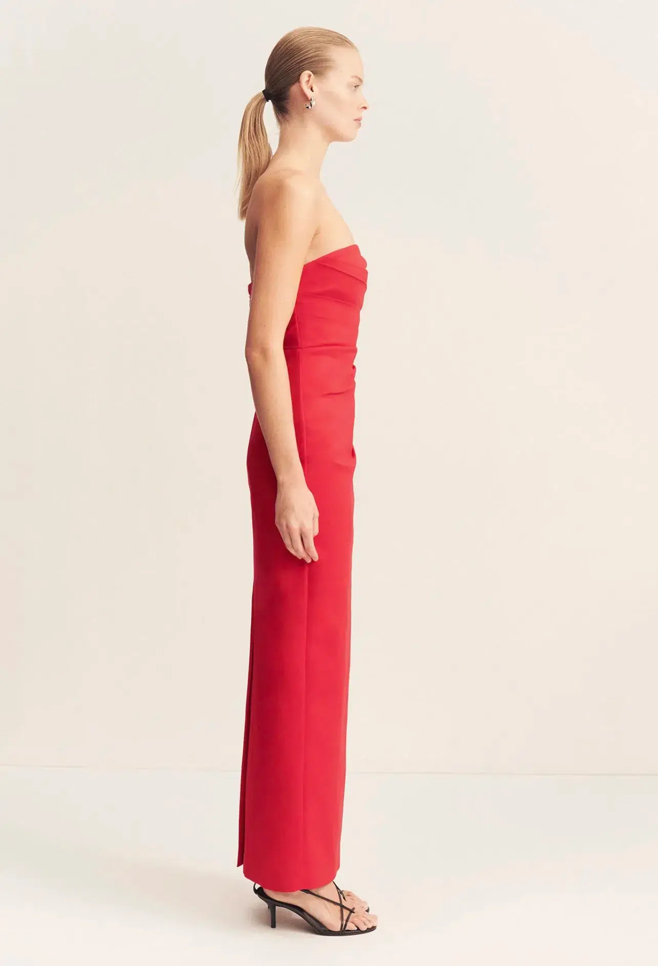 Shona Joy Lani Strapless Draped Maxi Dress Chilli Size 8 - Image 4