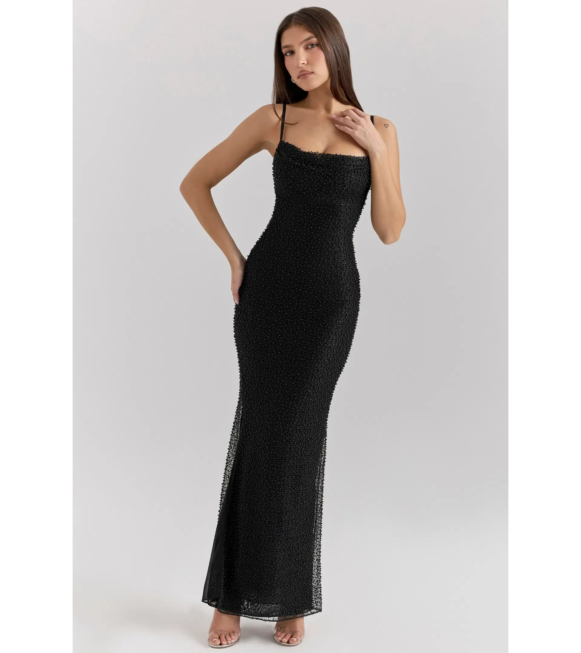 House Of CB Calla Pearl Embellished Maxi Dress Black Size M / AU 10 - Image 1
