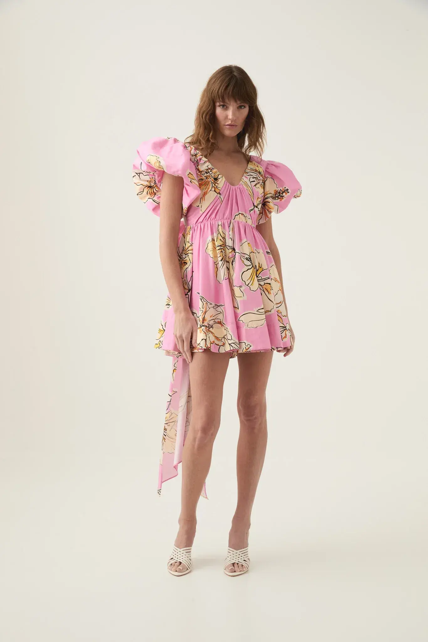 Aje Gretta Bow Back Mini Dress Pink Hibiscus Size AU 14  - Image 1