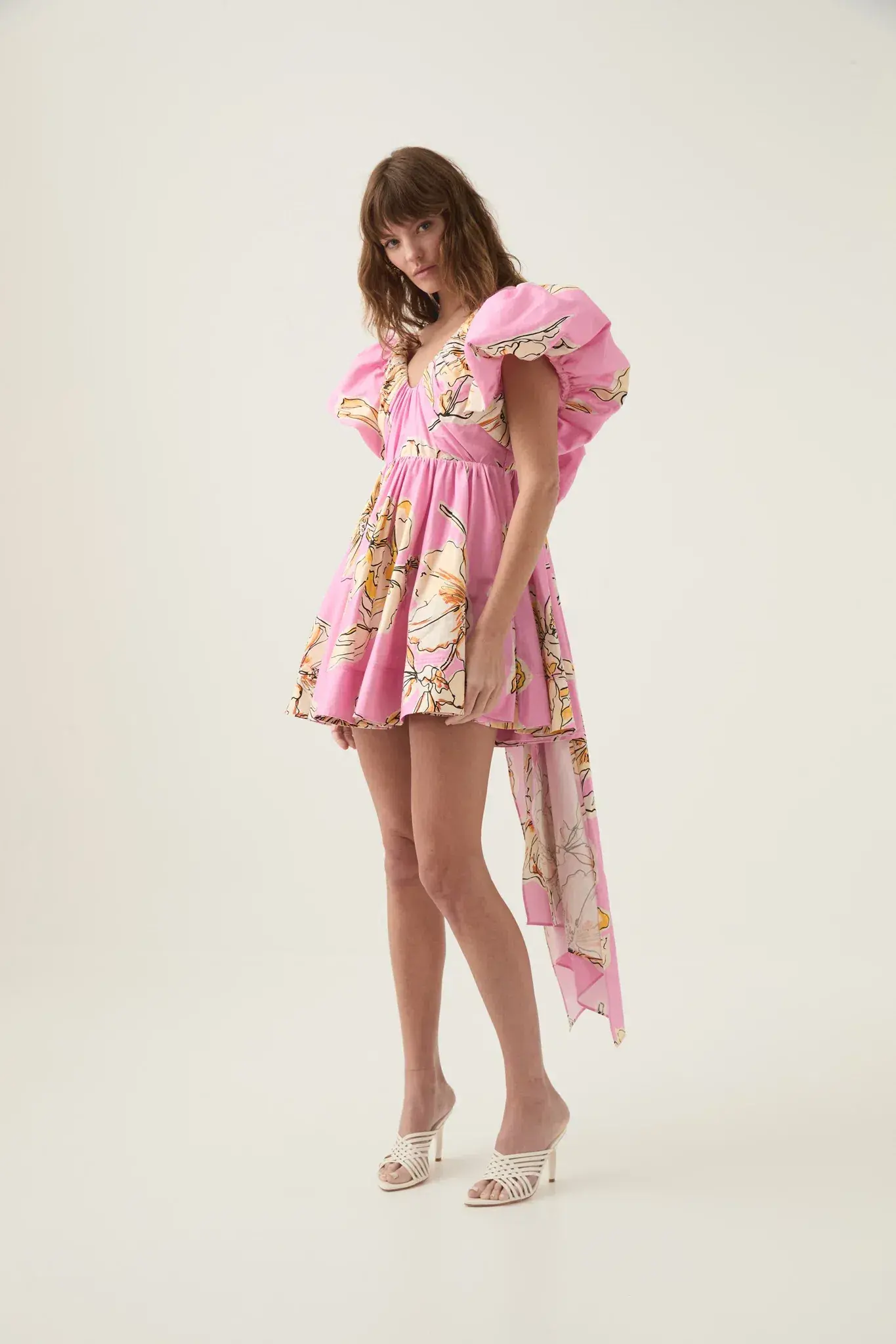 Aje Gretta Bow Back Mini Dress Pink Hibiscus Size AU 14  - Image 2