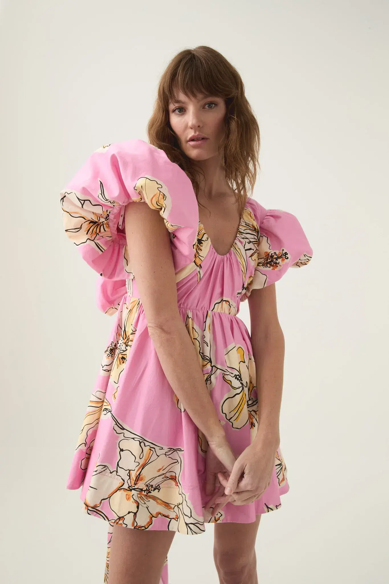Aje Gretta Bow Back Mini Dress Pink Hibiscus Size AU 14  - Image 4
