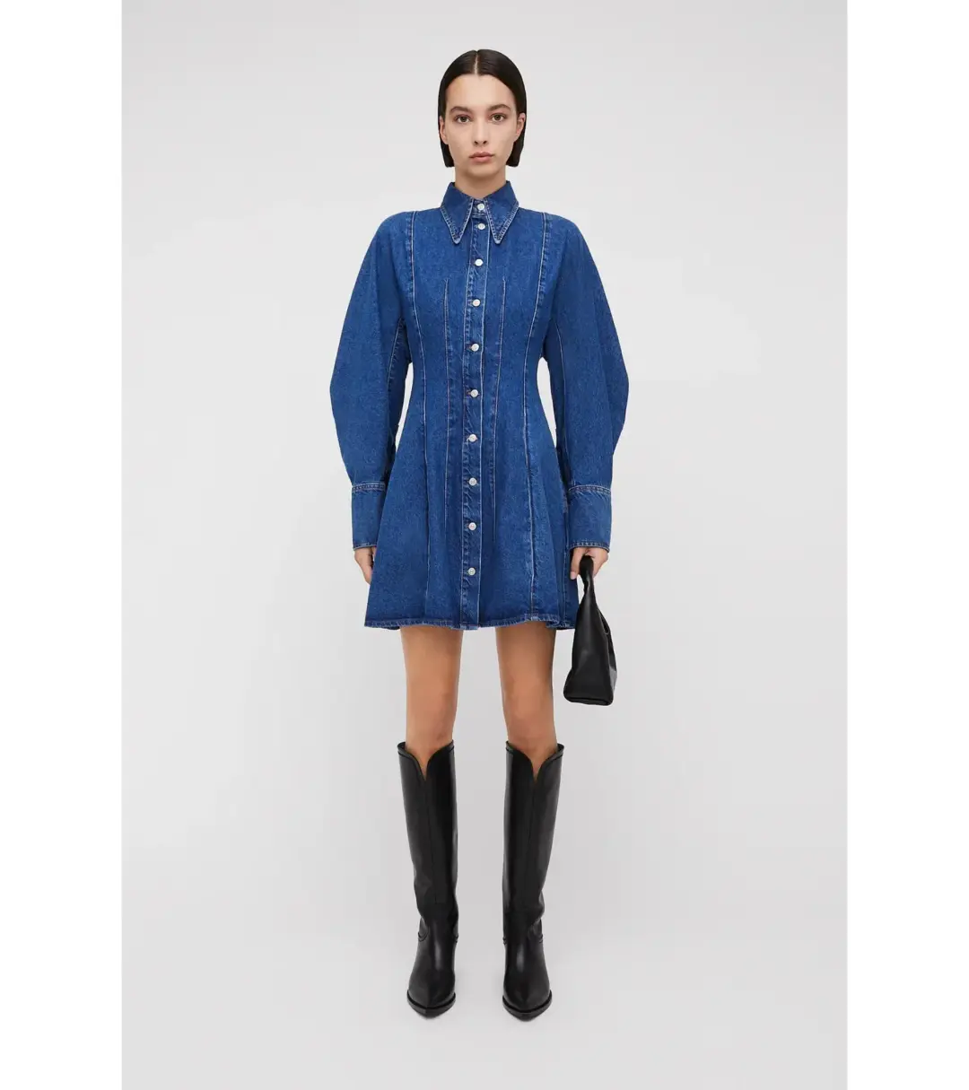 Scanlan Theodore Denim Cocoon Sleeve Mini Dress Blue Size AU 14 for rent on The Volte - main image