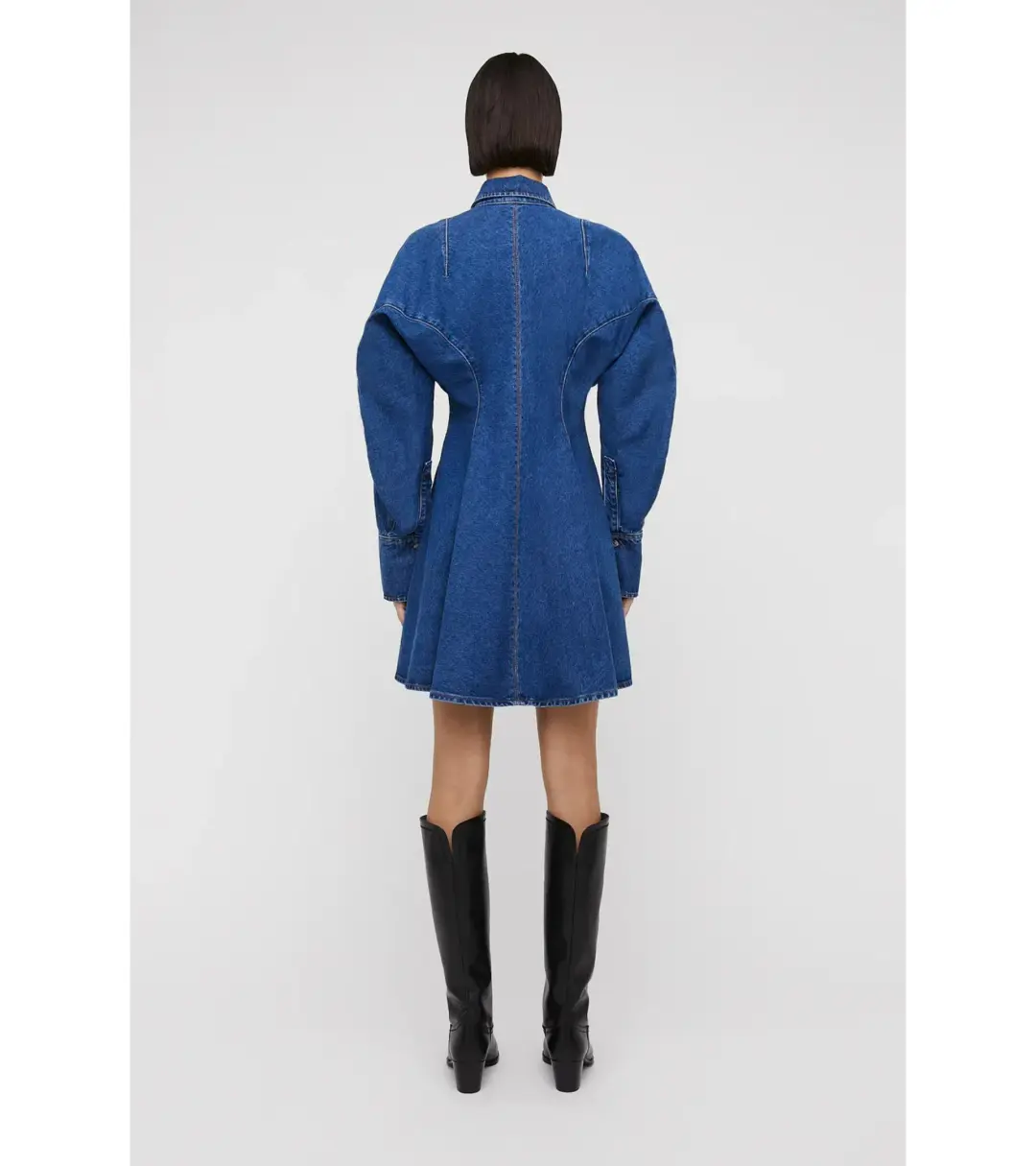 Scanlan Theodore Denim Cocoon Sleeve Mini Dress Blue Size AU 14 for rent on The Volte - main image