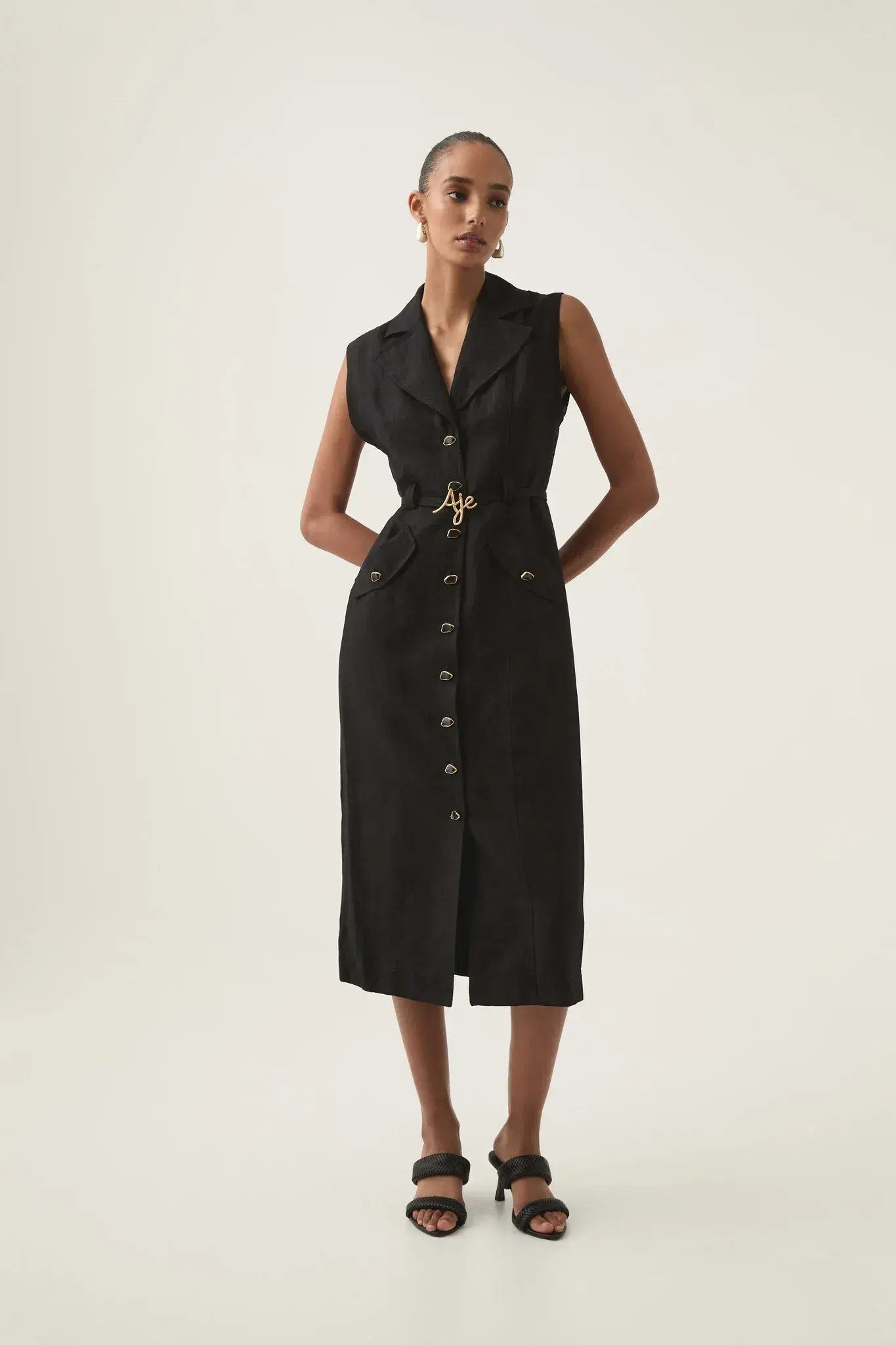 Aje Desiree Utility Shirt Dress Black Size AU 12 - Image 1