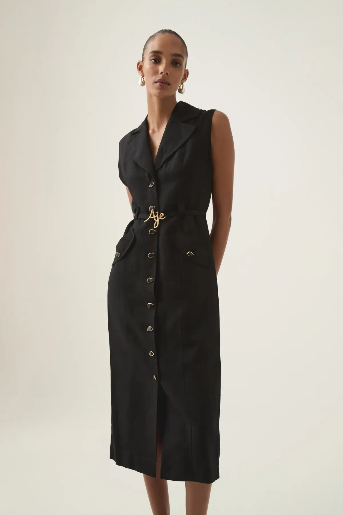 Aje Desiree Utility Shirt Dress Black Size AU 12 - Image 2