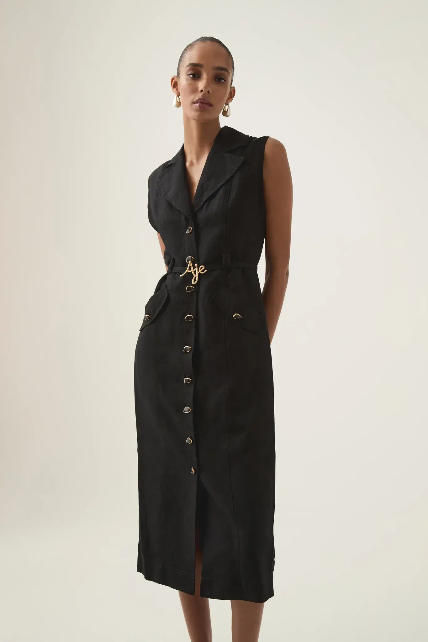Aje Desiree Utility Shirt Dress Black Size AU 12 - Image 2