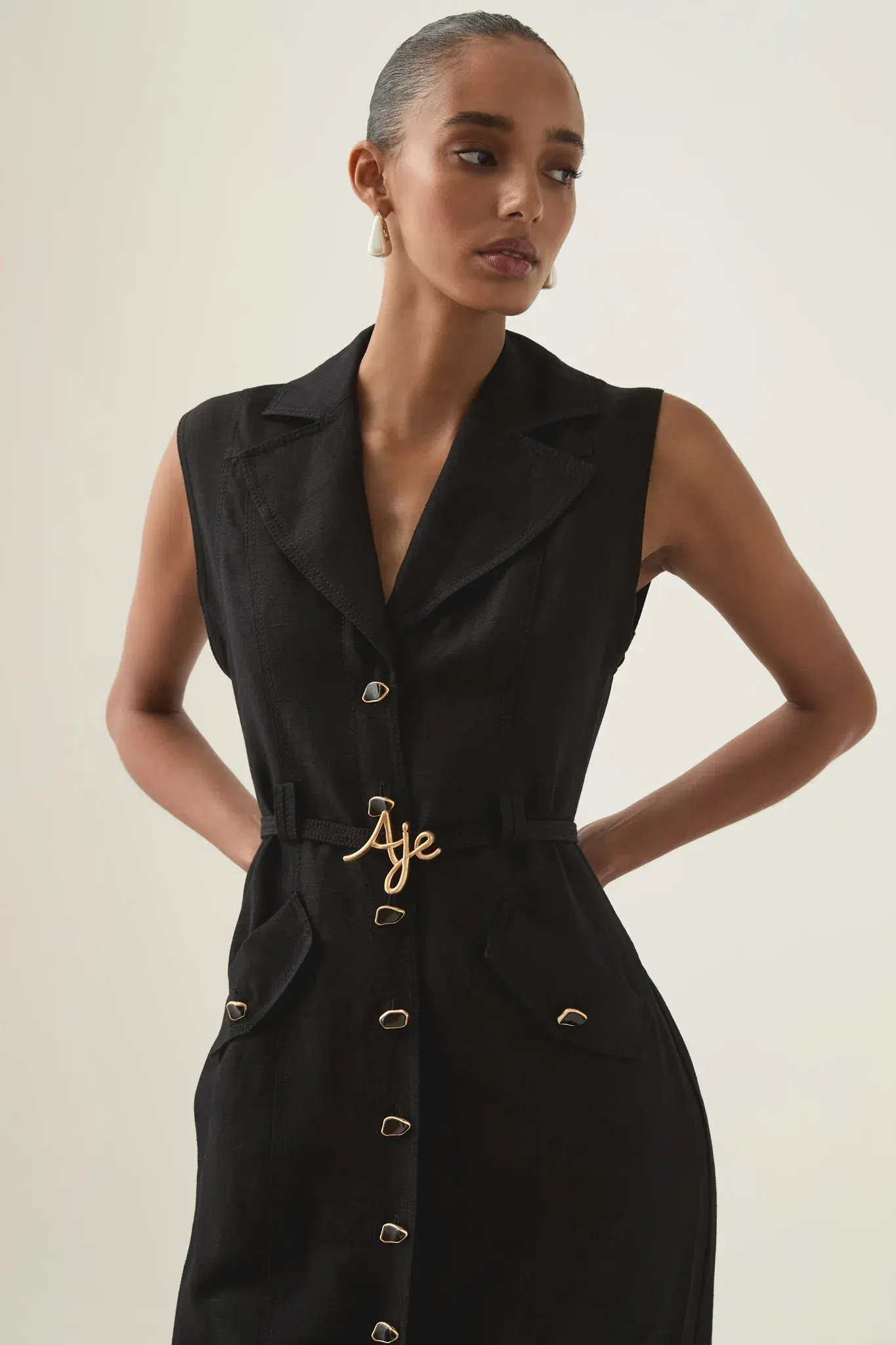 Aje Desiree Utility Shirt Dress Black Size AU 12 - Image 4
