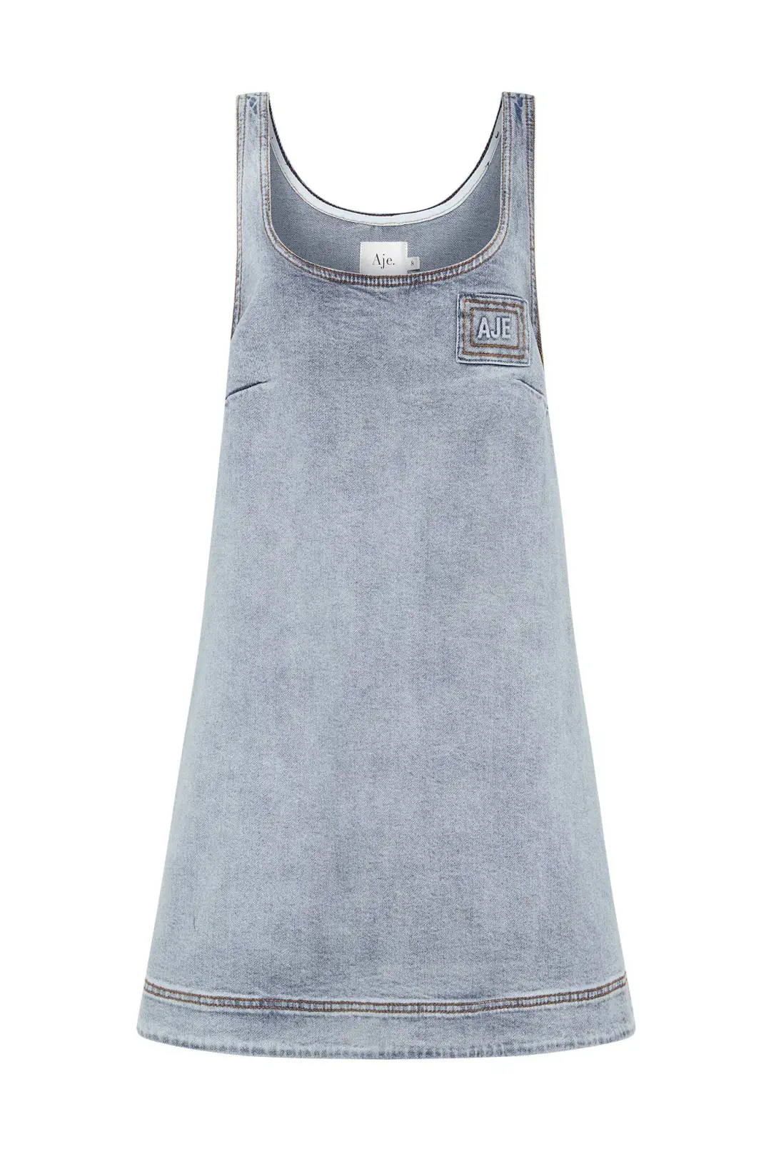 Aje Bambie Denim Mini Dress Two Tone Indigo Size AU 4 for rent on The Volte - main image