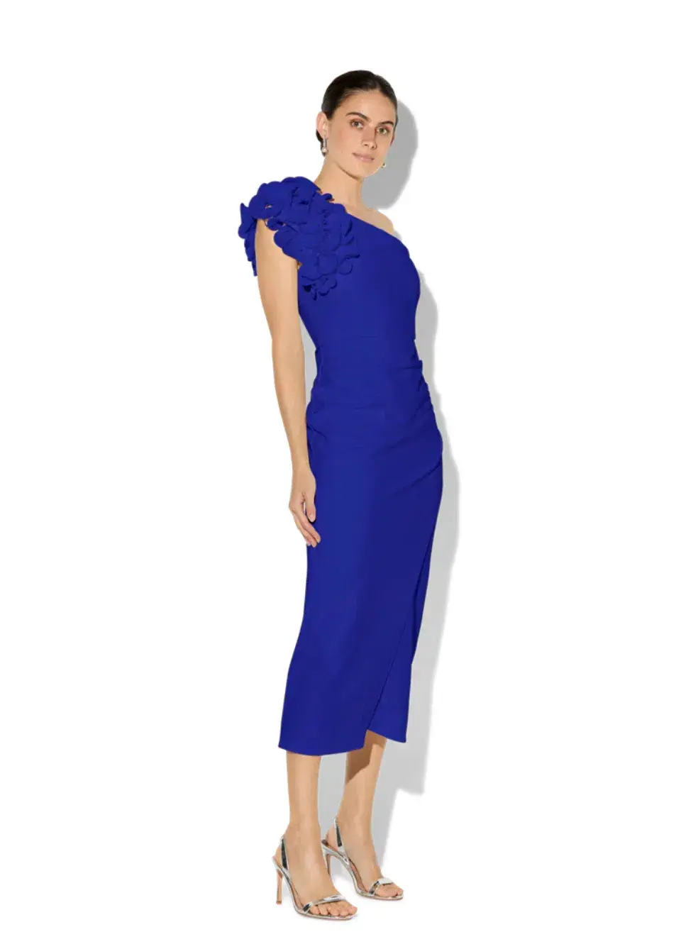 Montique Melody Sapphire One Shoulder Dress Sapphire Blue Size AU 8  for rent on The Volte - main image