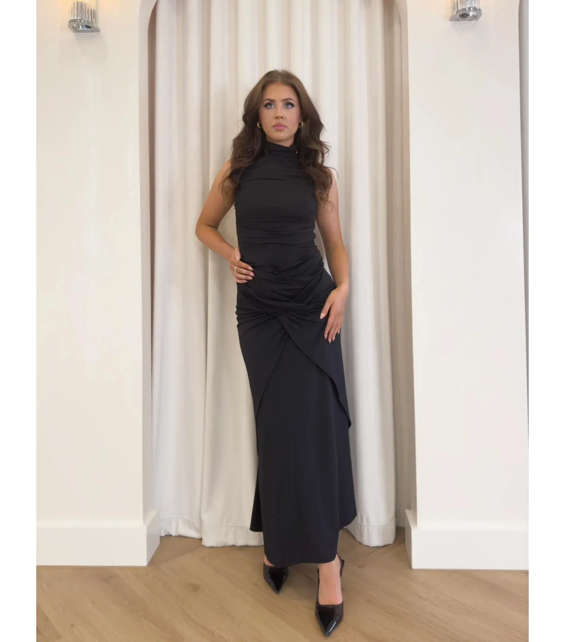 Bianca & Bridgett Jodie Ruched Top and Skirt Set Black Size S / AU 6 - Image 1