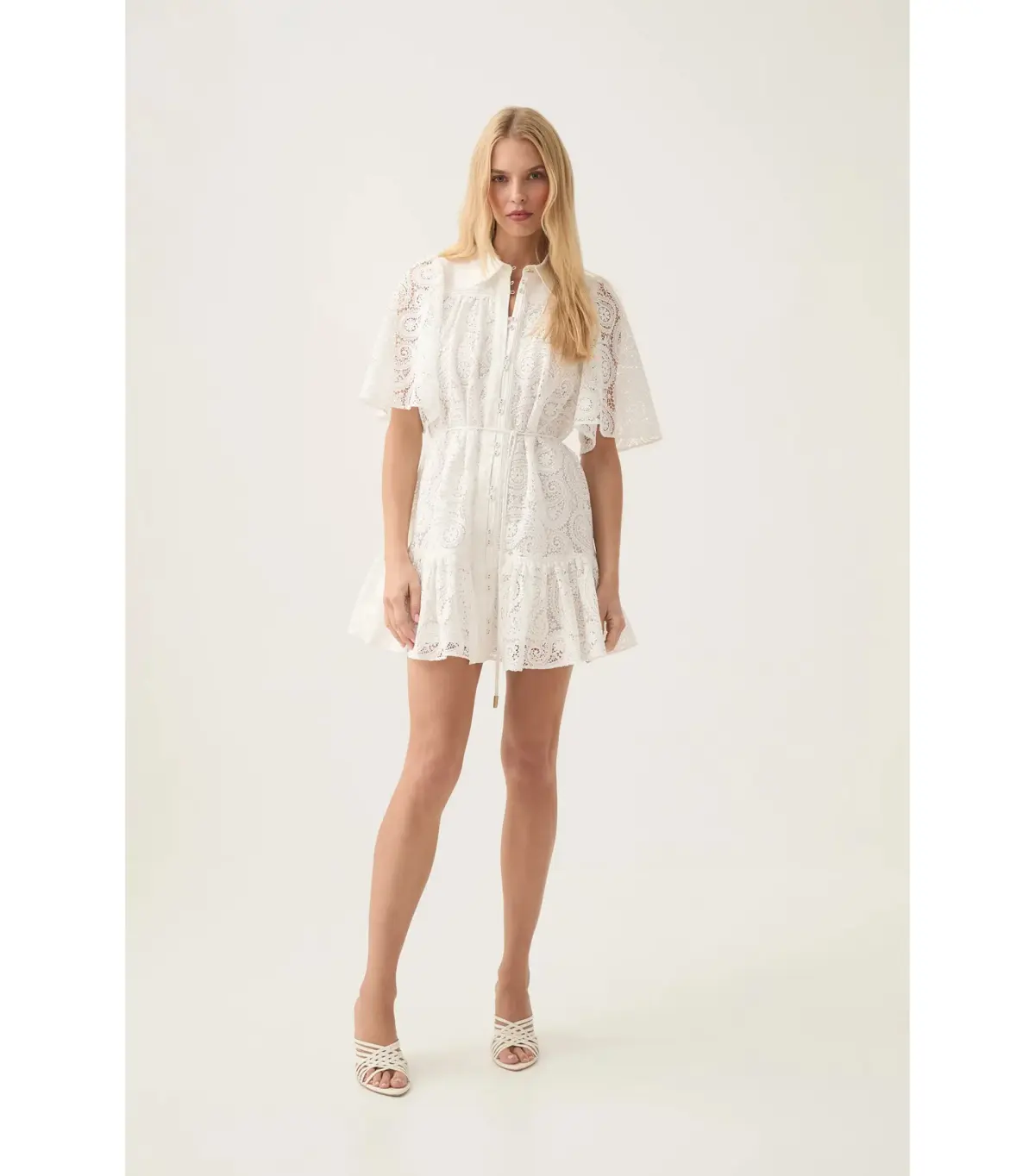 Aje Laicey Paisley Mini Dress Ivory Size AU 8 - Image 1