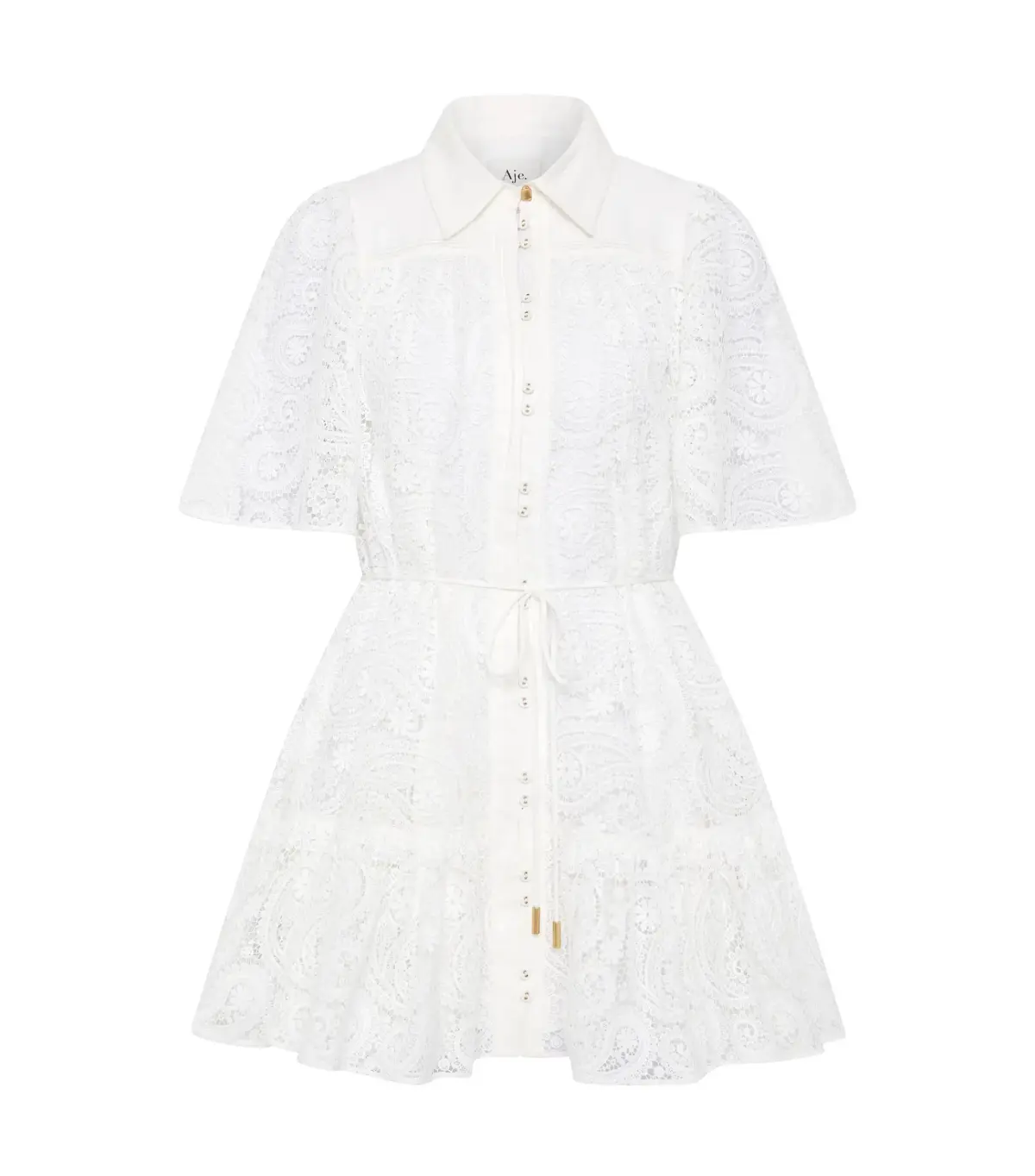 Aje Laicey Paisley Mini Dress Ivory Size AU 8 - Image 5