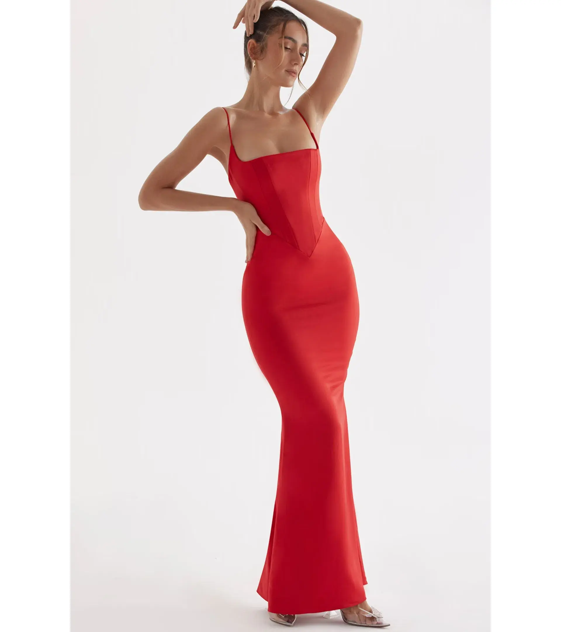 House of CB  Olivette Satin Corset Maxi Dress Red Rose Size S / AU 8 - Image 3