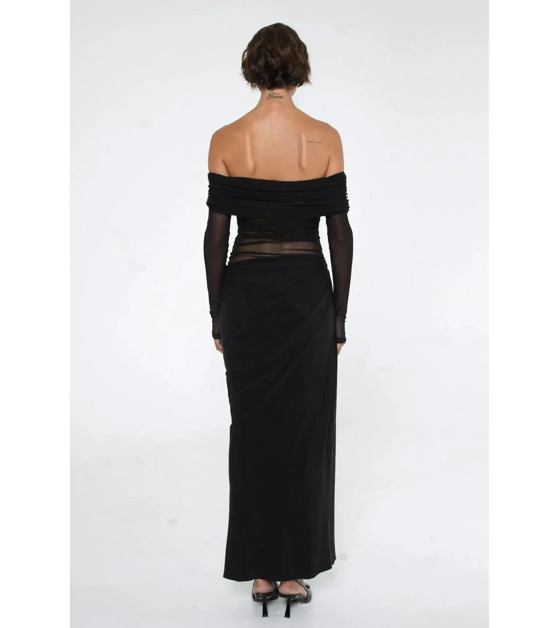Benni Yasmin Off Shoulder Maxi Dress Black Size AU 12 - Image 3