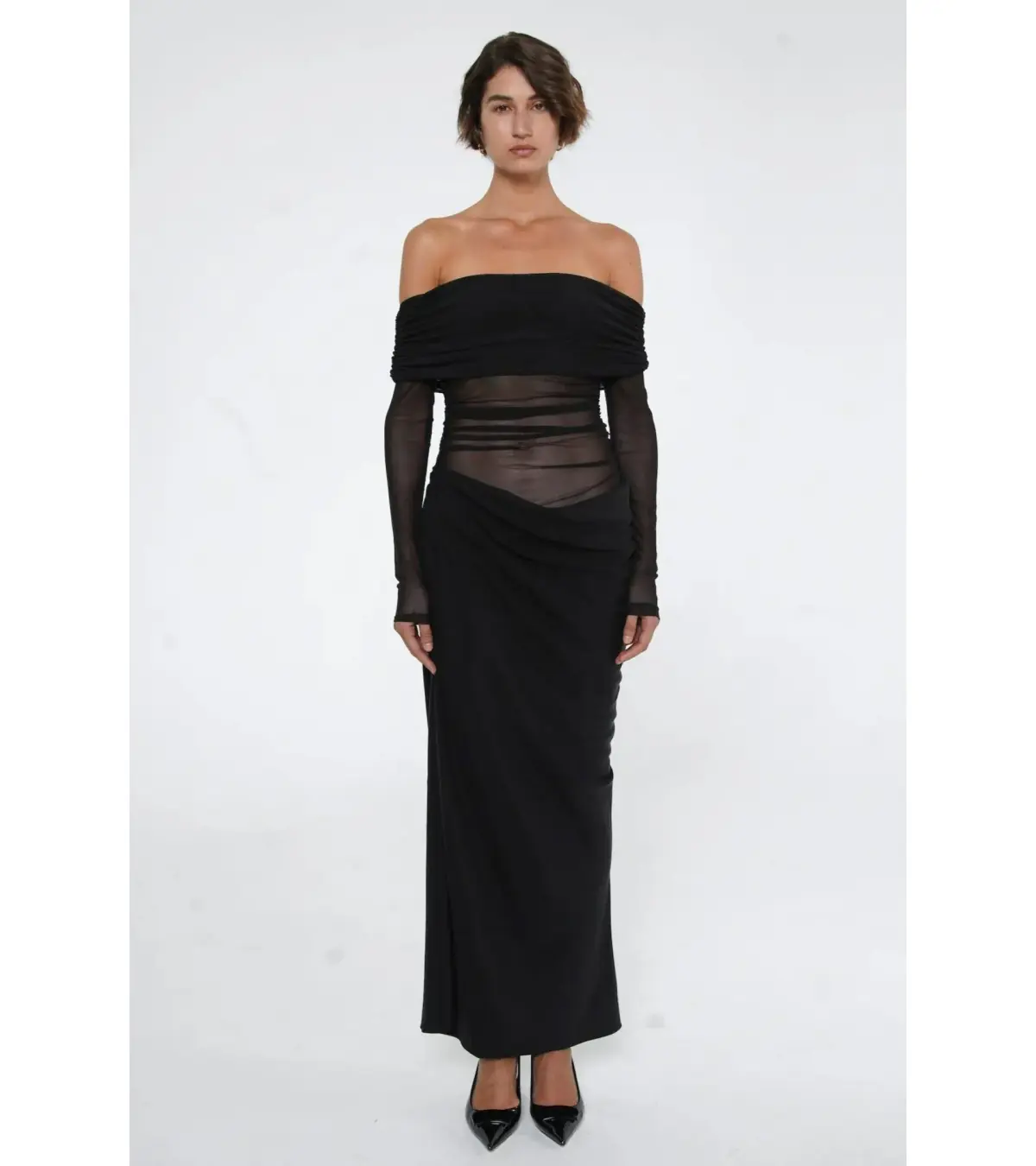 Benni Yasmin Off Shoulder Maxi Dress Black Size AU 12 - Image 4