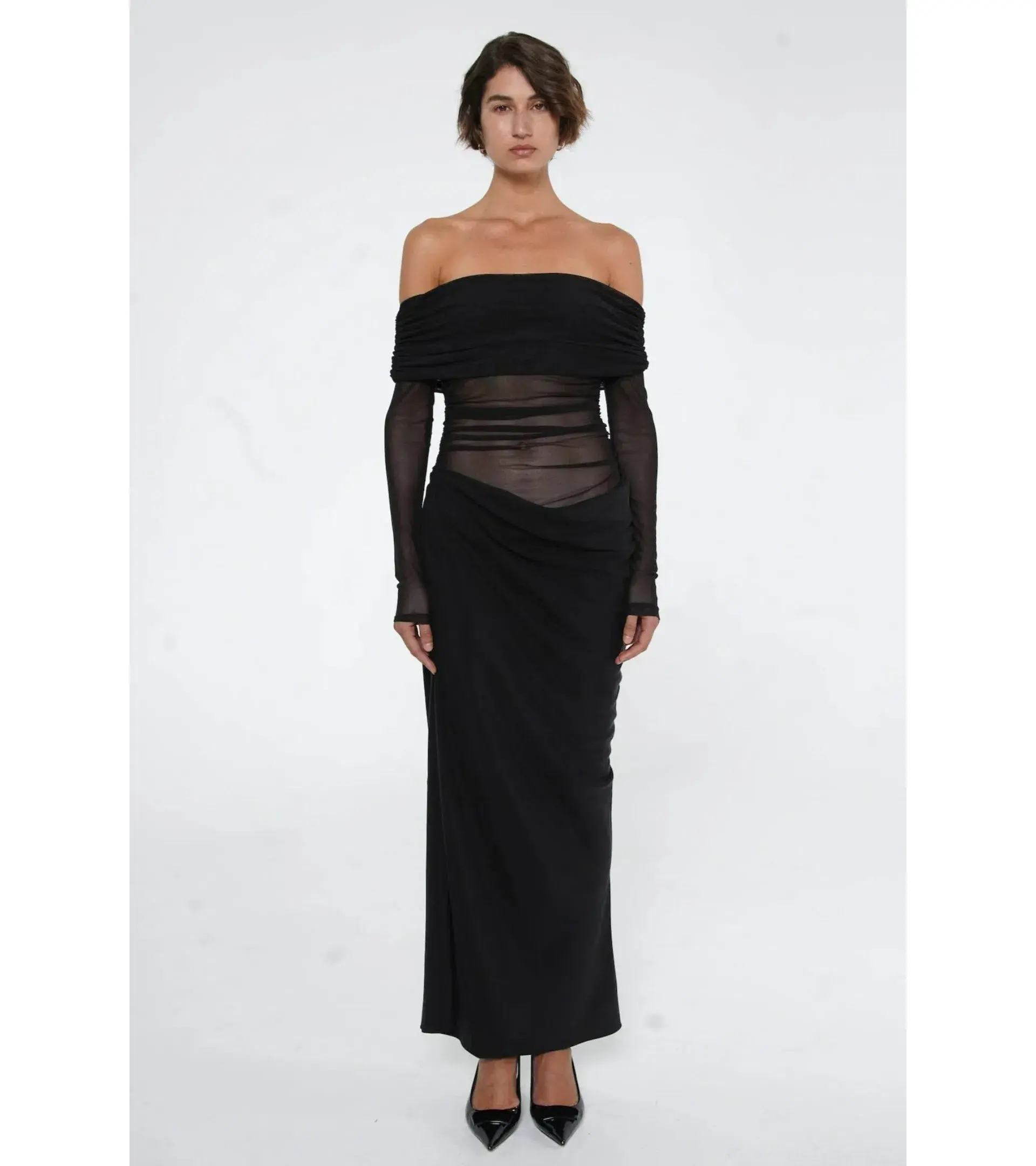 Benni Yasmin Off Shoulder Maxi Dress Black Size AU 12 - Image 4
